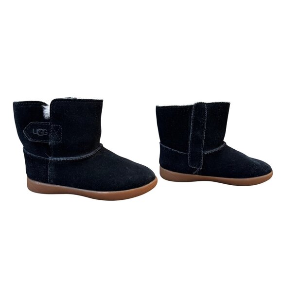 UGG AUSTRALIA Keelan Boots Kids 8 EU 25 Black Suede & Sheepskin Booties - Picture 1 of 8